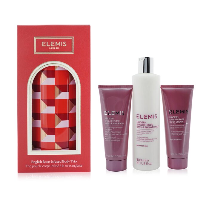 Elemis English Rose Infused Body Trio Set Bath Shower Milk 300ml