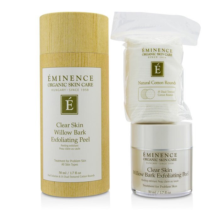 Eminence Clear Skin Willow Bark Exfoliating Peel With 35 Dual Textured Cotton Rounds 50ml