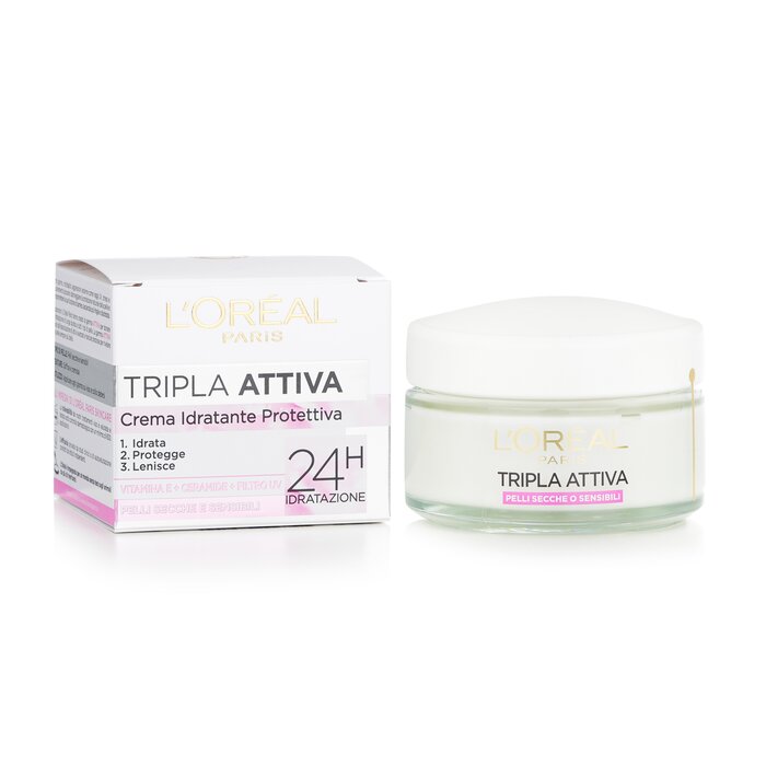 L Oreal 24H Triple Active Protective Moisturizer For Dry Sensitive Skin 50ml