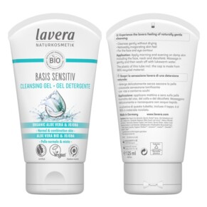 Gel rửa mặt Lavera Basis Sensitiv Organic Aloe Vera Jojoba cho da thường & da hỗn hợp 125ml chính hãng