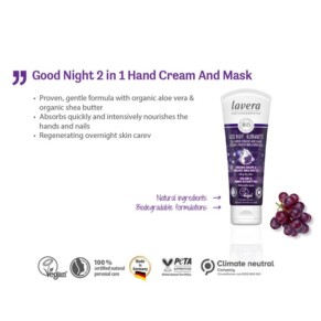 Lavera Good Night 2In1 Hand Cream Mask Wirh Organic Grape Organic Shea Butter For Very Dry Skin 75ml