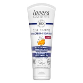 Kem dưỡng tay Lavera Sos Help Repair với chiết xuất cúc calendula & bơ shea hữu cơ cho da khô nứt nẻ 75ml chính hãng
