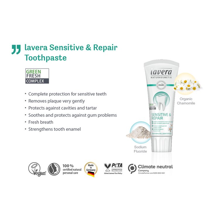 Lavera Toothpaste Sensitive Repair With Organic Camomile Sodium Fluoride 75ml