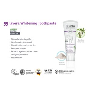 Lavera Toothpaste Whitening With Bamboo Cellulose Cleaning Particles Sodium Fluoride 75ml