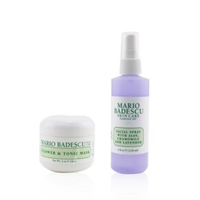 Mario Badescu Lavender Mask Mist Duo Set Flower Tonic Mask 2 oz Facial Spray With Aloe Chamomile And Lavender 4oz 2Pcs