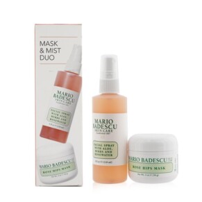 Mario Badescu Rose Mask Mist Duo Set Facial Spray With Aloe Herbs And Rosewater 4oz Rose Hips Mask 2oz 2Pcs