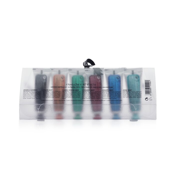 Bộ sưu tập kem đánh răng Marvis vị Amarelli Nhuyễn Licorice vị Mint mạnh vị Cinnamon Mint vị Ginger Mint vị Aquatic Mint vị Anise Mint kích thước du lịch 6x 25ml giá rẻ