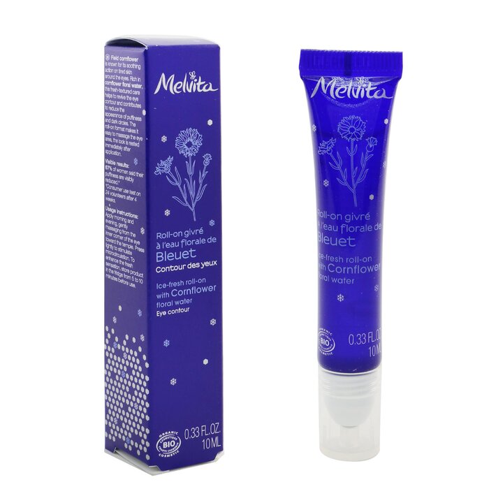 Melvita Ice Fresh Roll On Eye Contour With Cornflower Floral Water 10ml