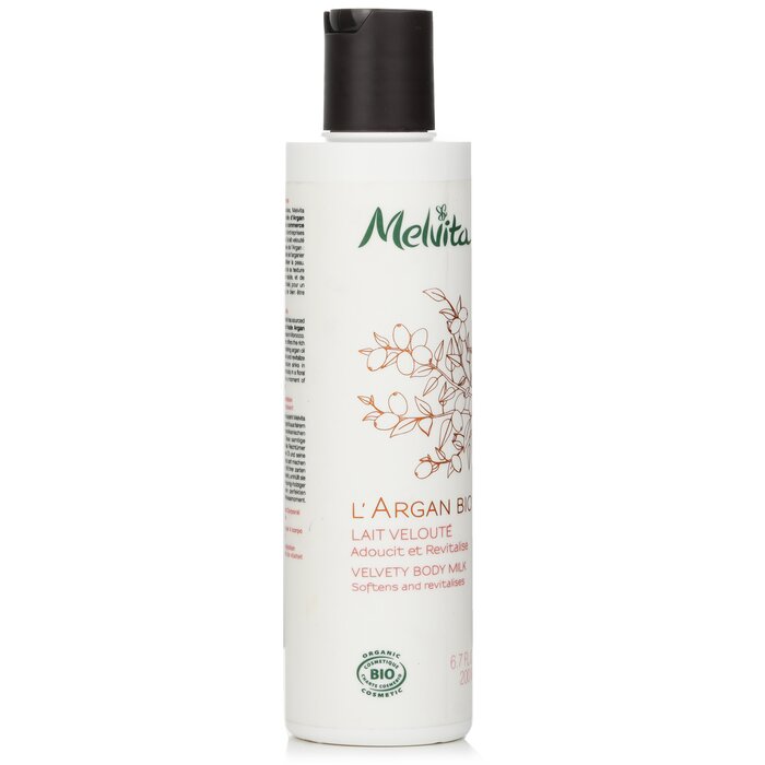Melvita L Argan Bio Velvet Body Milk Softens Revitalises 200ml