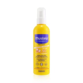 Sản phẩm xịt chống nắng Mustela SPF 50 rất kháng nước 200ml chính hãng