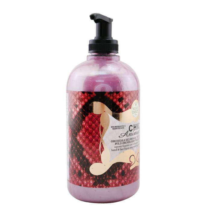 Nesti Dante Chic Animalier Hand Face Liquid Soap With Vegetal Collagen Ginseng Wild Orchid Red Tea Leaves Tiare 500ml