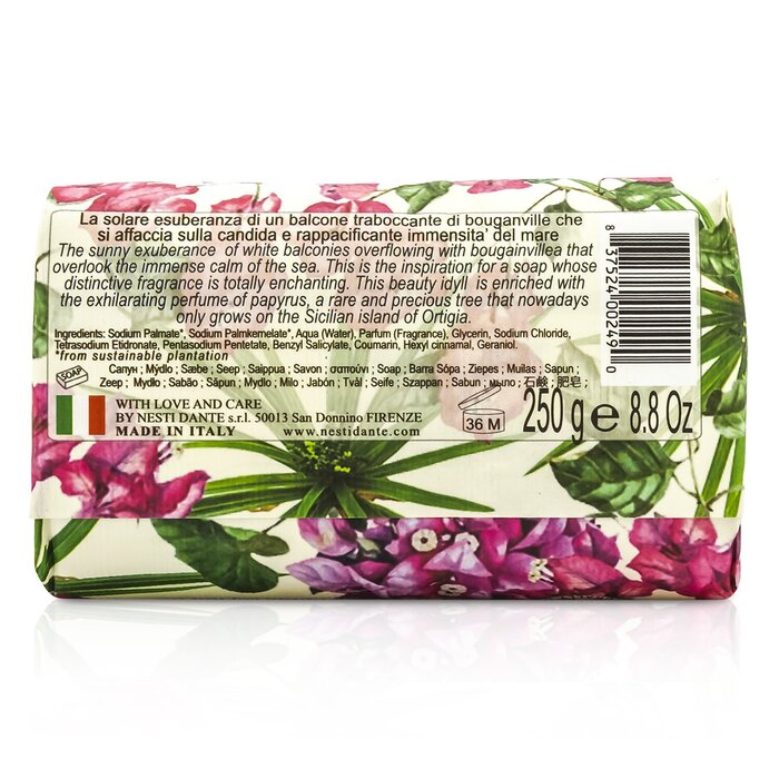 Nesti Dante Dolce Vivere Fine Natural Soap Sicilia Bouganville Marine Sea Salt Papyrus Tree 250g