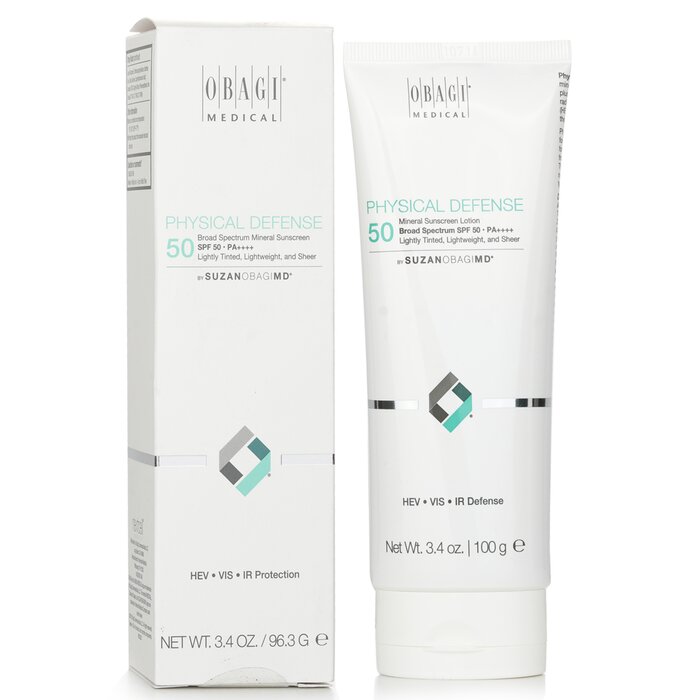 Obagi Suzanobagimd Physical Defense Broad Spectrum Mineral Sunscreen SPF 50 Pa Lightly Tinted Lightweight Sheer 96 3g