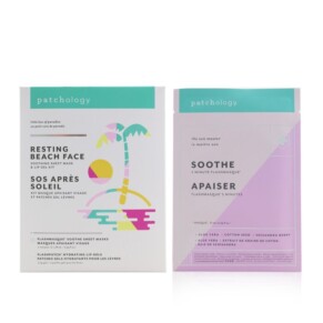 Patchology Resting Beach Face Soothing Sheet Mask Lip Gel Kit 2x Soothe Sheet Masks 2 Hydrating Lip Gels Patches 4Pcs