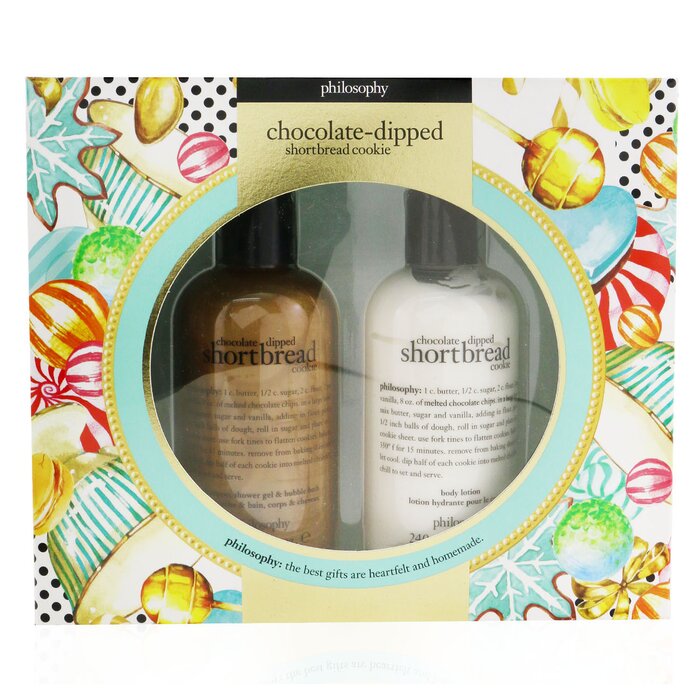 Philosophy Chocolate Dipped Shortbread Cookie 2 Pieces Gift Set Shampoo Shower Gel Bubble Bath 240ml