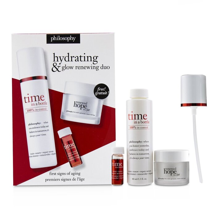 Philosophy Hydrating Glow Renewing Duo Time In A Bottle Serum Activator Renewed Hope In A Jar 3Pcs