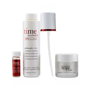 Bộ sản phẩm Philosophy Dưỡng Ẩm Tỏa Sáng Gồm Serum Activator Time In A Bottle & Renewed Hope In A Jar 3 Món chính hãng