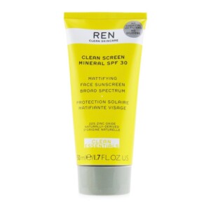 Ren Clean Essentials Clean Sreen Mineral SPF 30 Mattifying Face Sunscreen Broad Spectrum High Protection 50ml