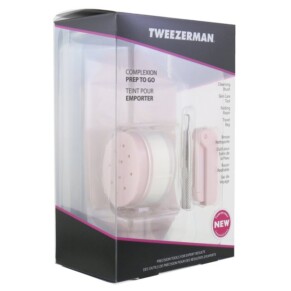 Tweezerman Complexion Prep To Go Set Cleansing Brush Skin Care Tool Folding Razor Travel Bag 3Pcs 1 Bag
