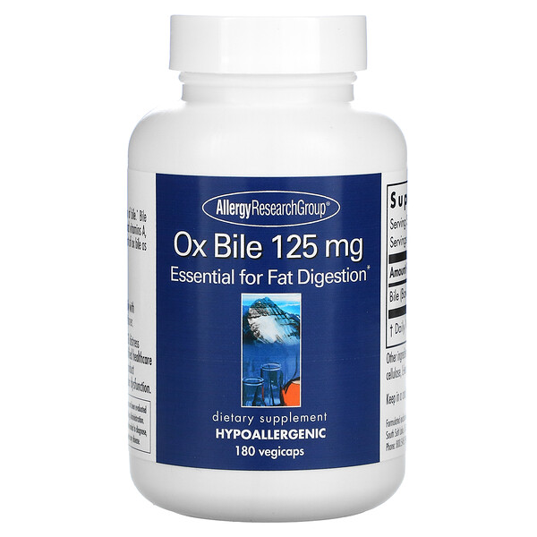 Allergy Research Group Ox Bile 125 mg 180 Vegicaps 7 allergy research group ox bile 125 mg 180 vegicaps 35162