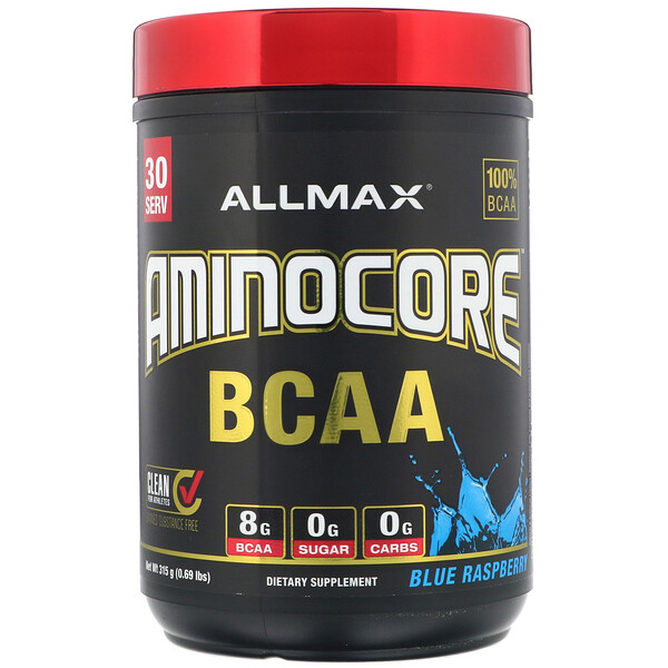 ALLMAX Nutrition AMINOCORE BCAA Blue Raspberry 0.69 lbs (315 g) 7 allmax nutrition aminocore bcaa blue raspberry 0 69 lbs 315 g 98036