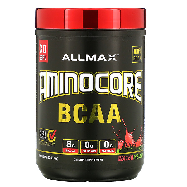 ALLMAX Nutrition AMINOCORE BCAA Watermelon 0.69 lbs (315 g) 7 allmax nutrition aminocore bcaa watermelon 0 69 lbs 315 g 97208