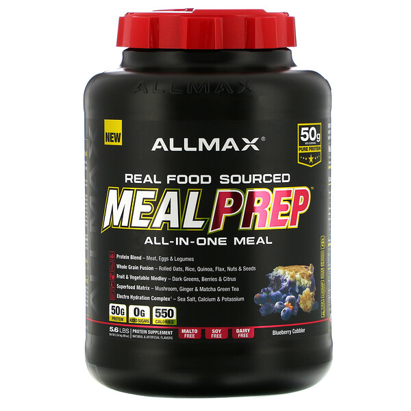 ALLMAX Nutrition Real Food Sourced Meal Prep All-in-One Meal Blueberry Cobbler 5.6 lb (2.54 kg) 7 allmax nutrition real food sourced meal prep all in one meal blueberry cobbler 5 6 lb 2 54 kg 102198