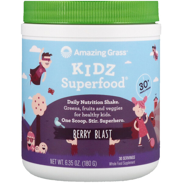 Amazing Grass Kidz Superfood Berry Blast 6.35 oz (180 g) 7 amazing grass kidz superfood berry blast 6 35 oz 180 g 18227