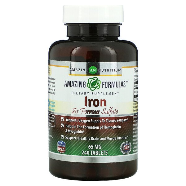 Amazing Nutrition Iron As Ferrous Sulfate 65 mg 240 viên 7 amazing nutrition iron as ferrous sulfate 65 mg 240 tablets 108555