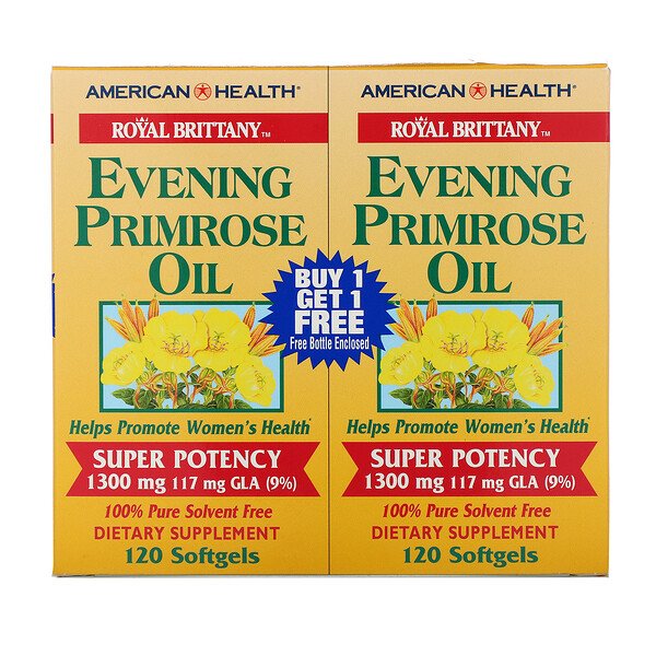 American Health Royal Brittany Evening Primrose Oil 1300 mg 2 Bottles 120 Softgels Each 7 american health royal brittany evening primrose oil 1 300 mg 2 bottles 120 softgels each 23544