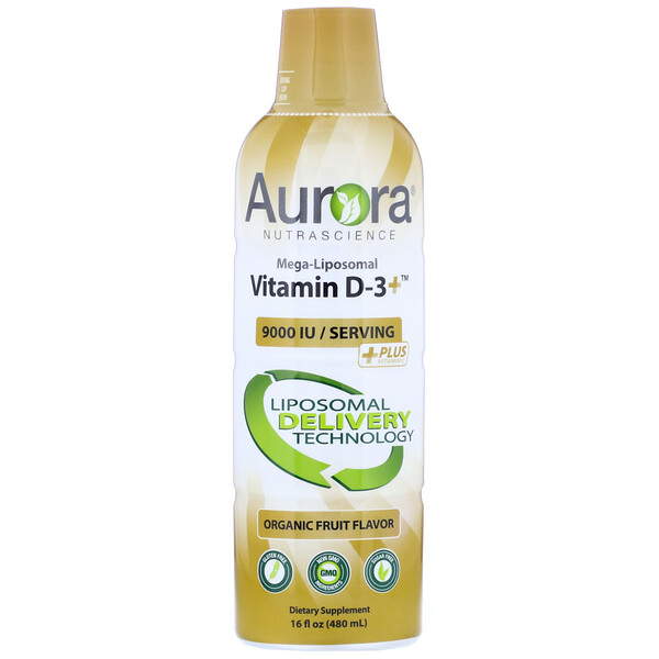 Aurora Nutrascience Mega-Liposomal Vitamin D3+ Organic Fruit Flavor 9,000 IU 16 oz (480 ml) 7 aurora nutrascience mega liposomal vitamin d3 organic fruit flavor 9 000 iu 16 fl oz 480 ml 98664