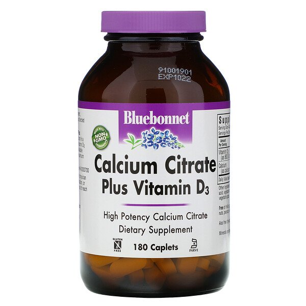 Bluebonnet Nutrition Calcium Citrate Plus Vitamin D3 180 Caplets 7 bluebonnet nutrition calcium citrate plus vitamin d3 180 caplets 11700
