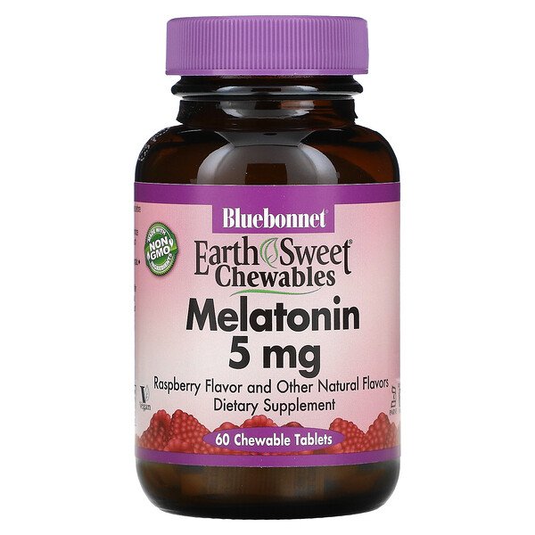 Bluebonnet Nutrition Earth Sweet viên nhai Melatonin Raspberry 5 mg 60 viên nhai 7 bluebonnet nutrition earth sweet chewables melatonin raspberry 5 mg 60 chewable tablets 106359