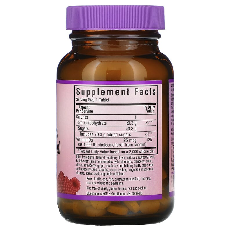 Nutrition Earth Sweet Chewables Vitamin D3 Raspberry 1.000