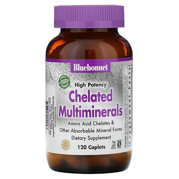Bluebonnet Nutrition High Potency Chelated Multiminerals 120 Caplets 7 bluebonnet nutrition high potency chelated multiminerals 120 caplets 15039