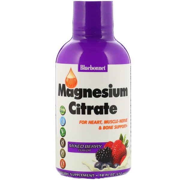 Bluebonnet Nutrition Liquid Magnesium Citrate Mixed Berry Flavor 16 oz (472 ml) 7 bluebonnet nutrition liquid magnesium citrate mixed berry flavor 16 fl oz 472 ml 99111