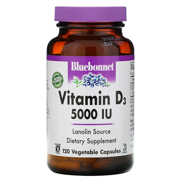 Bluebonnet Nutrition Vitamin D3 125 mcg (5,000 IU) 120 Vegetable Capsule 7 bluebonnet nutrition vitamin d3 125 mcg 5 000 iu 120 vegetable capsule 18626