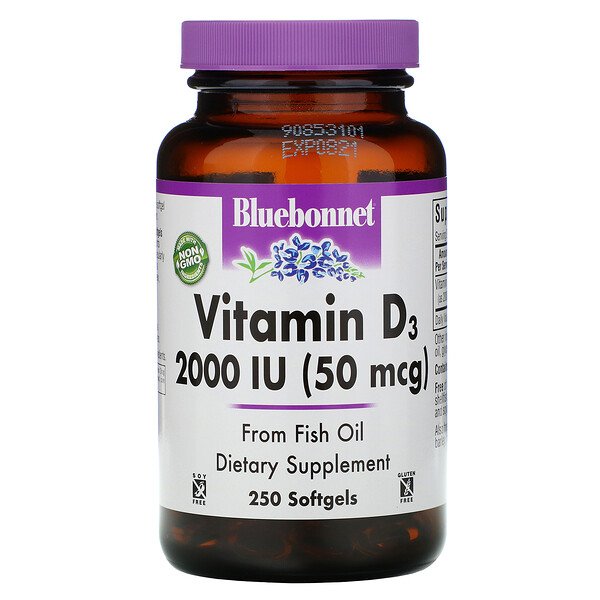 Bluebonnet Nutrition Vitamin D3 2,000 IU 250 Softgels 7 bluebonnet nutrition vitamin d3 2 000 iu 250 softgels 11865
