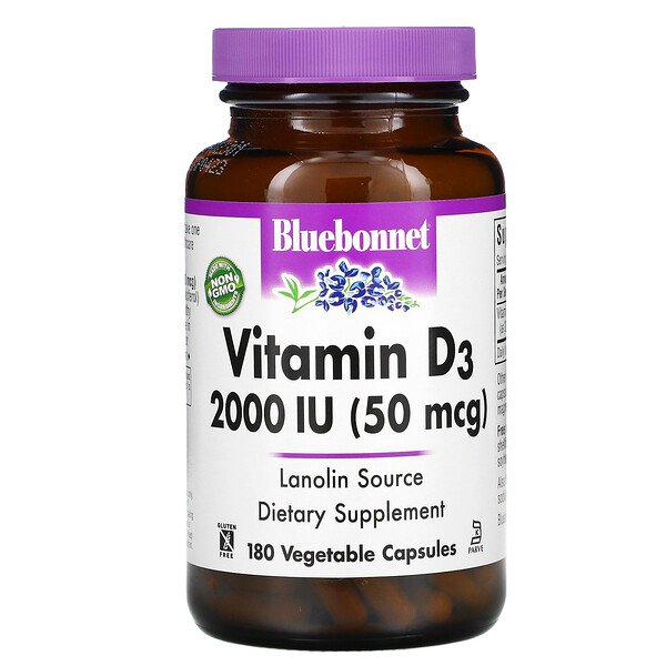 Bluebonnet Nutrition Vitamin D3 50 mcg (2,000 IU) 180 Vegetable viên 7 bluebonnet nutrition vitamin d3 50 mcg 2 000 iu 180 vegetable capsules 8741