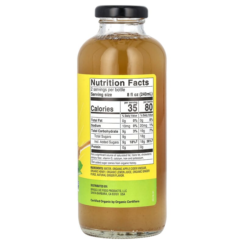 Giấm táo Bragg Organic vị gừng chanh mật ong 473ml 9 Thành phần của Giấm táo Bragg Organic vị gừng chanh mật ong 473ml