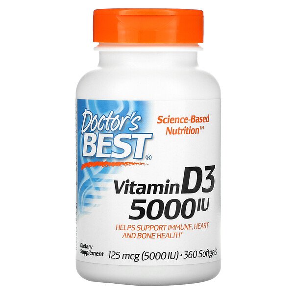 Doctor's Best Vitamin D3 125 mcg IU) 360 Softgels XaXi