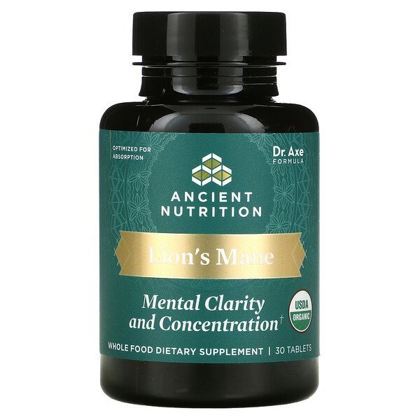 Dr. Axe / Ancient Nutrition Lion's Mane Mental Clarity And Concentration 30 viên 7 dr axe ancient nutrition lion s mane mental clarity and concentration 30 tablets 107741