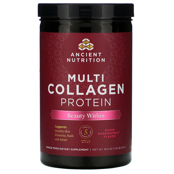 Dr. Axe / Ancient Nutrition Multi Collagen Protein Beauty Within Guava Passionfruit 1.15 lb (522 g) 7 dr axe ancient nutrition multi collagen protein beauty within guava passionfruit 1 15 lb 522 g 101087