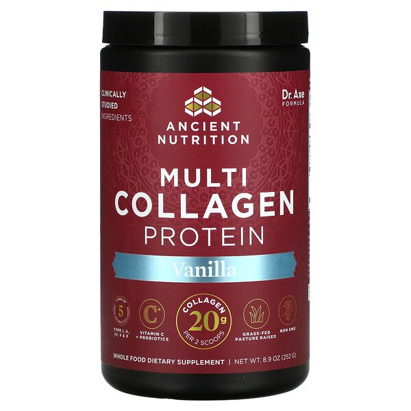 Dr. Axe / Ancient Nutrition Multi Collagen Protein Vanilla 8.9 oz (252 g) 7 dr axe ancient nutrition multi collagen protein vanilla 8 9 oz 252 g 108014
