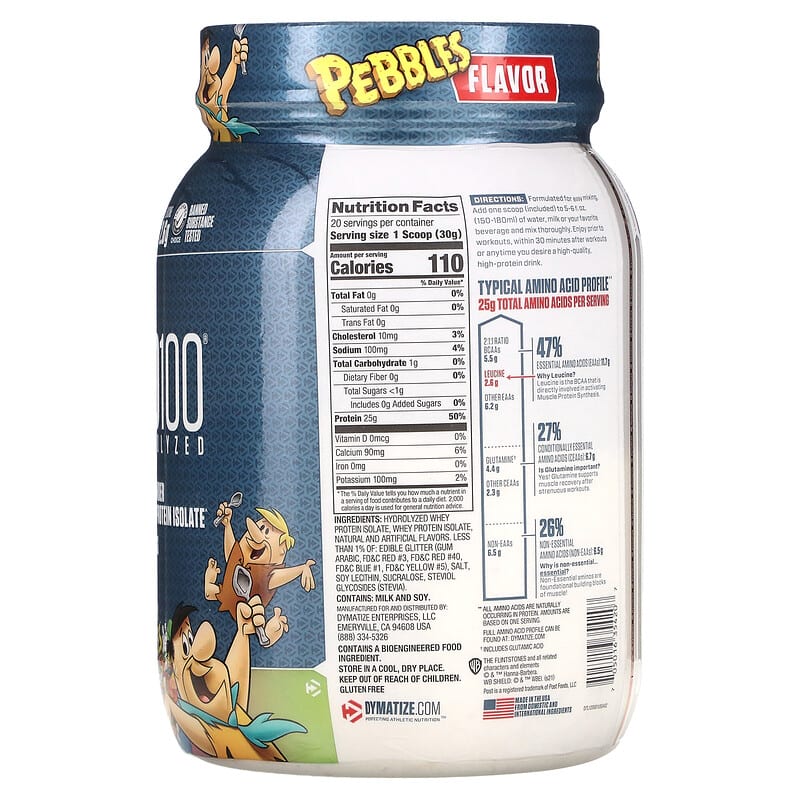 Dymatize ISO 100 Hydrolyzed 100 Whey Protein Isolate Fruity Pebbles 1.3 lbs (600 g) XaXi