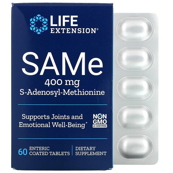 Life Extension SAMe S-Adenosyl-Methionine 400 mg 60 Enteric Coated viên 6 life extension same s adenosyl methionine 400 mg 60 enteric coated tablets 83562