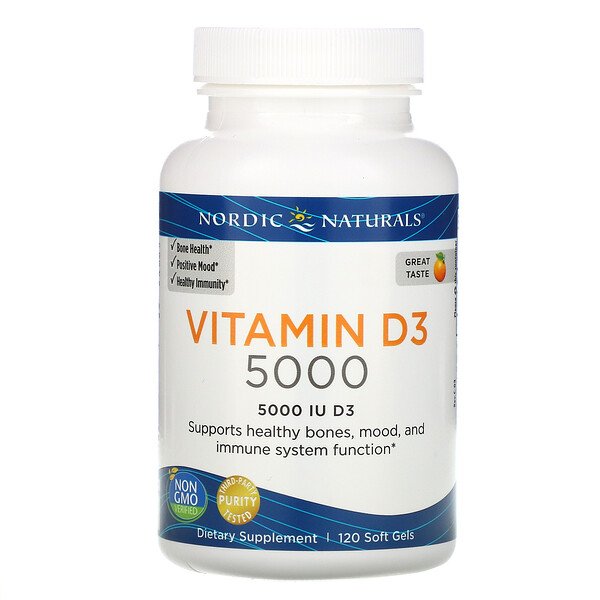 Nordic Naturals Vitamin D3 5000 Orange IU 120 Soft Gels XaXi