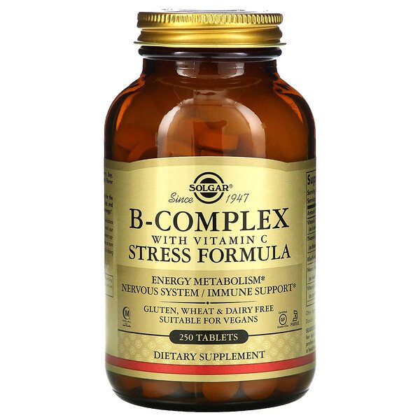 Solgar B-Complex with Vitamin C Stress Formula 250 Tablets | XaXi