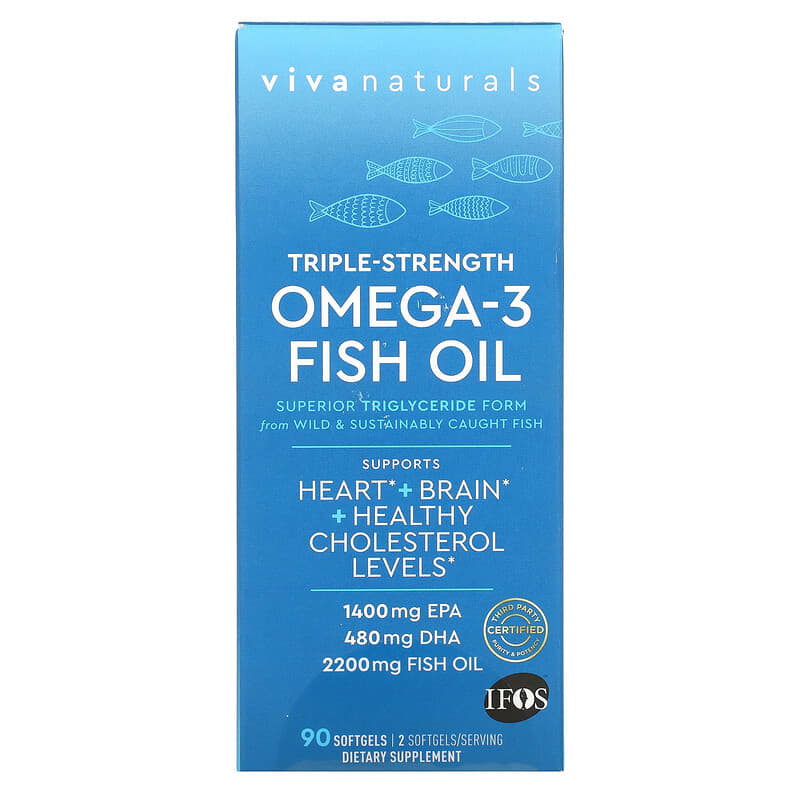 Viva Naturals Triple Strength Omega 3 Fish Oil Viva Naturals Omega-3 Fish Oil Triple Strength 90 Softgels | XaXi