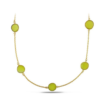 Dây chuyền Amour 36" 22k Yellow Gold Plated Goldtone 42ct TGW 14mm Irregular Shape Double Checkerboard Yellow Onyx Gem By The Yard w 5 amour 7500064299